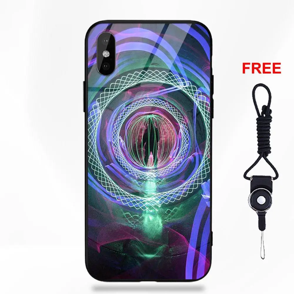 Волшебный психоделический туннель S для Apple iPhone 5 5C 5S SE 6 6 S 7 8 плюс X XS Max XR Мягкий ТПУ чехол+ закаленное стекло Мода