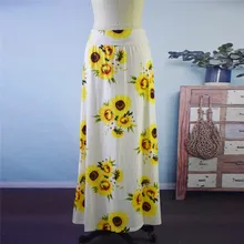 Юбка Женская высокая талия Подсолнух печатных Bodycon комфорт длинная Макси юбка Летняя мода Сексуальная Jupe Femme A#30