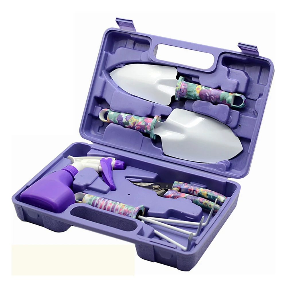 

10pcs With Case Printing Manual Weeding Pruning Plant Loosening Soil Rake Soft Handle Shovel Shear Garden Tools Set Seeding