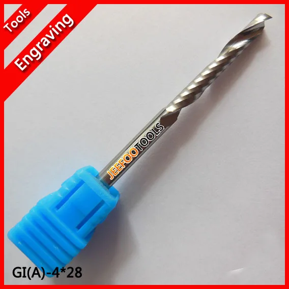 

4X28mm- Tungsten Carbide Cutter, One flute spiral end mill, Solid Carbide Router Bits Set for Smooth Cutting Wood, Acrylic