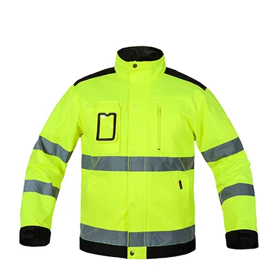 Мужская куртка Safari Рабочая Ткань флуоресцентная желтая и черная высокая Светоотражающая Защитная куртка Оксфорд дождевик - Цвет: Fluorescent yellow