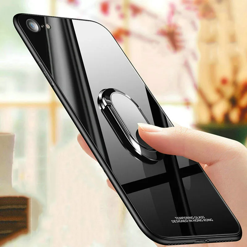 

Tempered Glass Phone Cases For Samsung Galaxy S10 S9 S8 Plus Note 9 8 Cover For iPhone XS Max XR X 8 7 6 6S Plus Kickstand Case