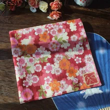 Женский платок фурошики хлопок /японский стиль с цветочным принтом 35 см/много видов использования