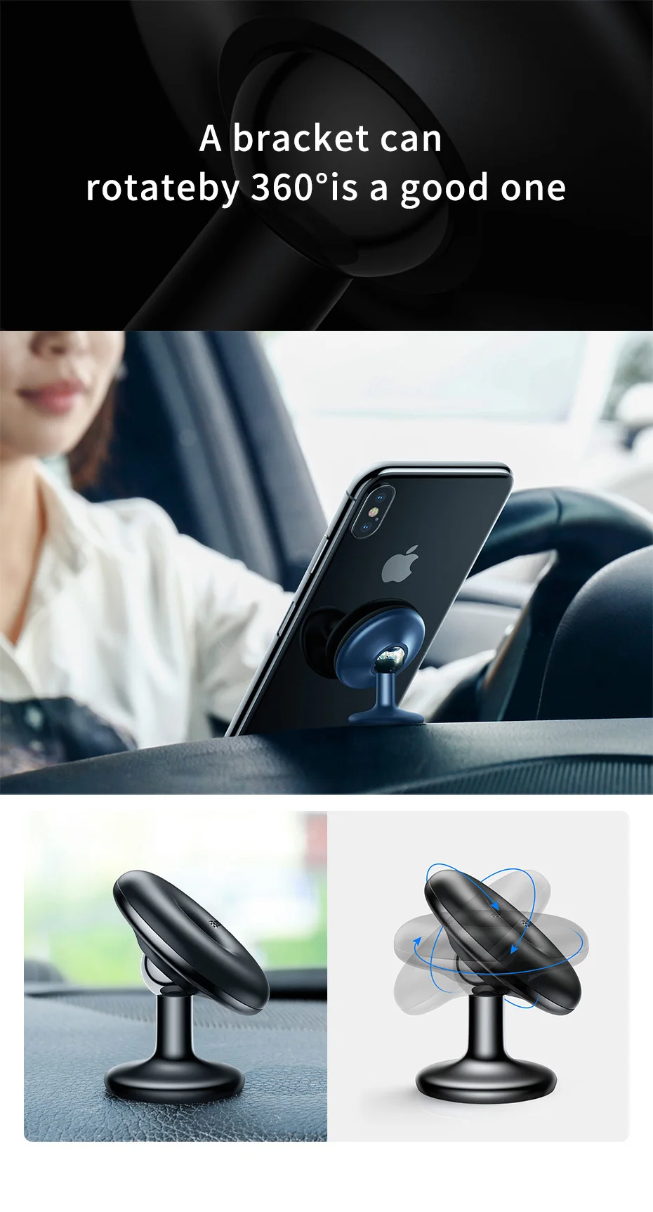 Baseus Автомобильный держатель телефона 360 градусов Air Vent Car Mount Магнитная подставка