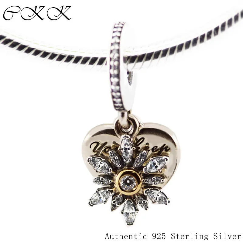

14K Real Gold Circle Beads for Jewelry Making Snowflake Heart Charm, Clear Cz 100% 925 Sterling Silver Fit Bracelets DIY YL480K