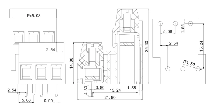 5 шт. двухрядные печатной платы Клеммная колодка 128A/B-3.5/3,81/5,0/5,08 мм