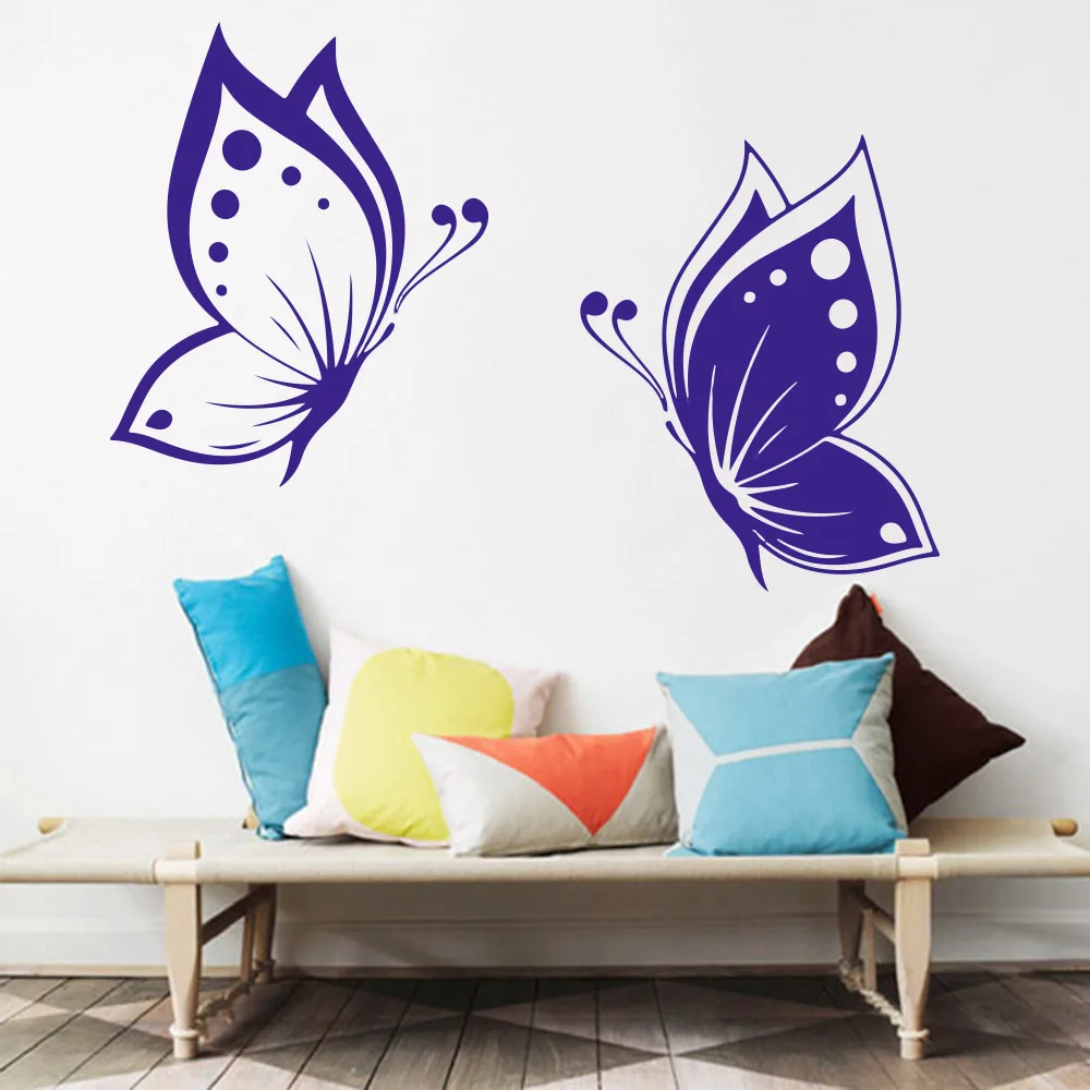 Large 2 PCs Butterflies Animal Wall Sticker Girl Room Bedroom Nature Butterfly Animal Pet Wall Decal Kids Room Vinyl Home Decor
