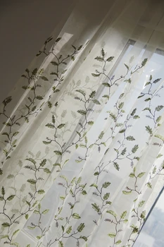 

Metallic Embroidery Voile Curtain Panels White Sheer Curtain Rod Pocket Curtains for Bedroom White Tulle