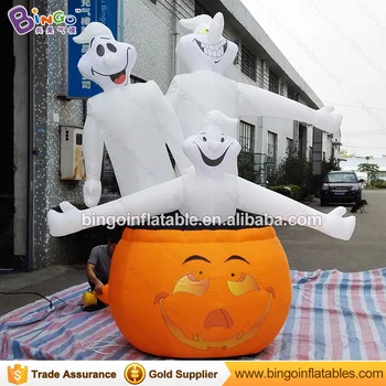 

Free Shipping Halloween decoration inflatable ghost and pumpkin model 3 Meters high airblown Led lighting inflatables toy