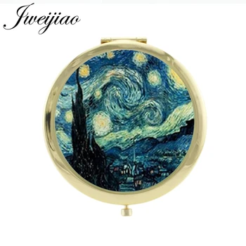 

JWEIJIAO van gogh Famous paintings the Starry night Purse Mirror Beauty Health 1X/2X Magnifying Round metal Mirrors NS387