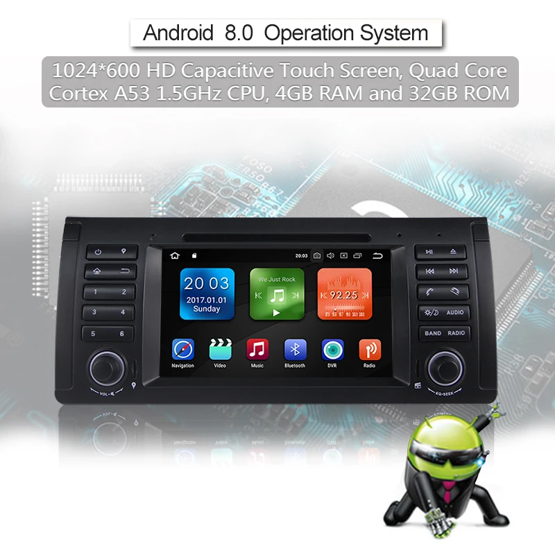 Top IPS Android 8.0 OCTO CORE 4G RAM 32GROM CAR DVD player For BMW E39 X5 M5 E38 E53 GPS receiver Audio radio navigation multimedia 6