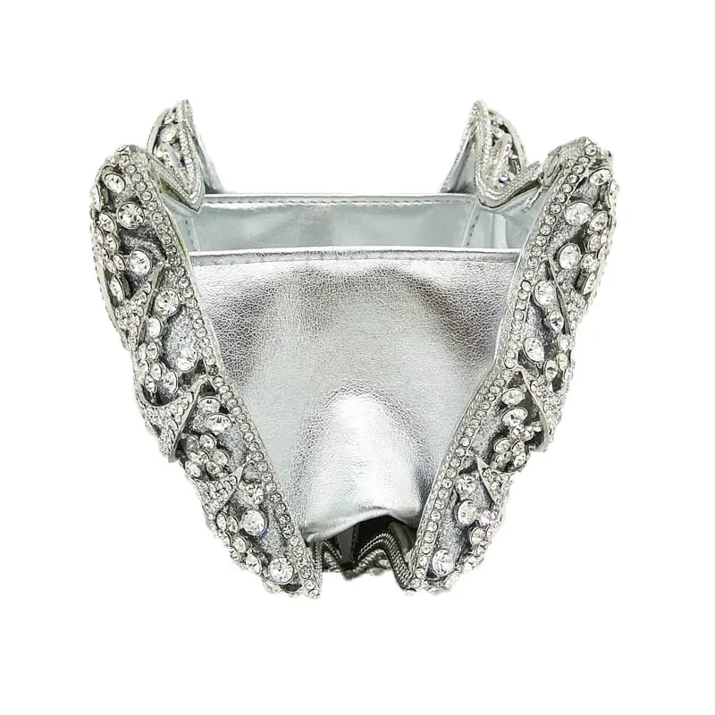 Bouotique De FGG женский клатч с серебряной бабочкой, вечерние сумки с кристаллами, сумочки с бриллиантами, свадебные вечерние сумочки