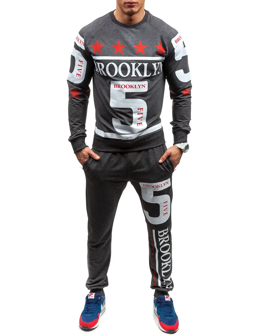 Zogaa популярный мужской спортивный костюм мужской повседневный осенний спортивный костюм с длинными рукавами и круглым вырезом полосатые толстовки Толстовка с капюшоном штаны комплекты