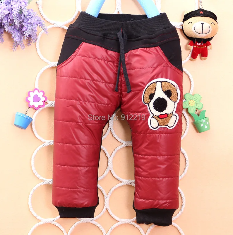 Детские зимние штаны для маленьких девочек, теплые длинные штаны с рисунком собаки для маленьких мальчиков, нижняя часть одежды