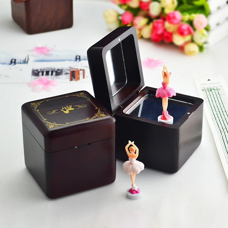 

Wood rotating ballet music box birthday gift for children lovers