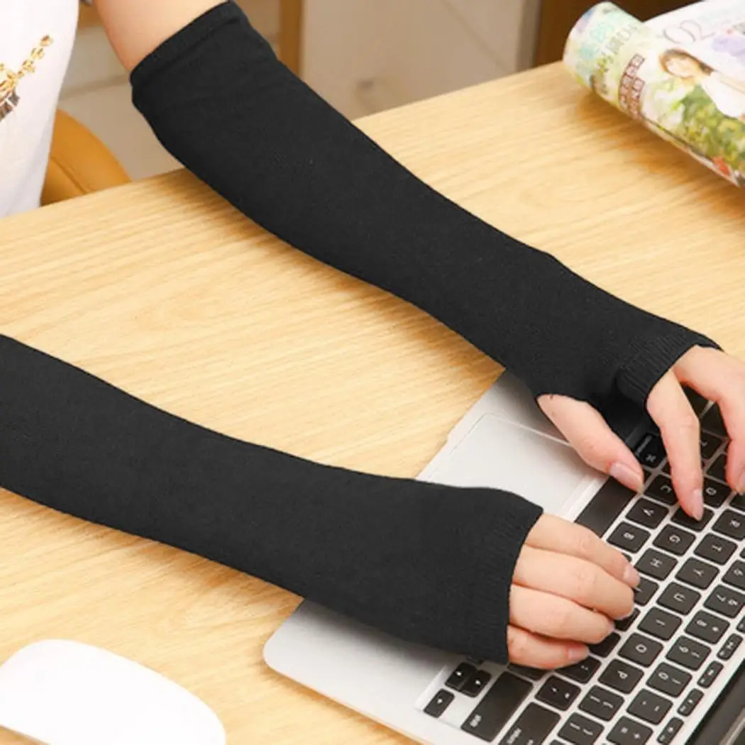 

Length Arm Unisex Warmer Winter Mitten Women Men Fingerless Elbow