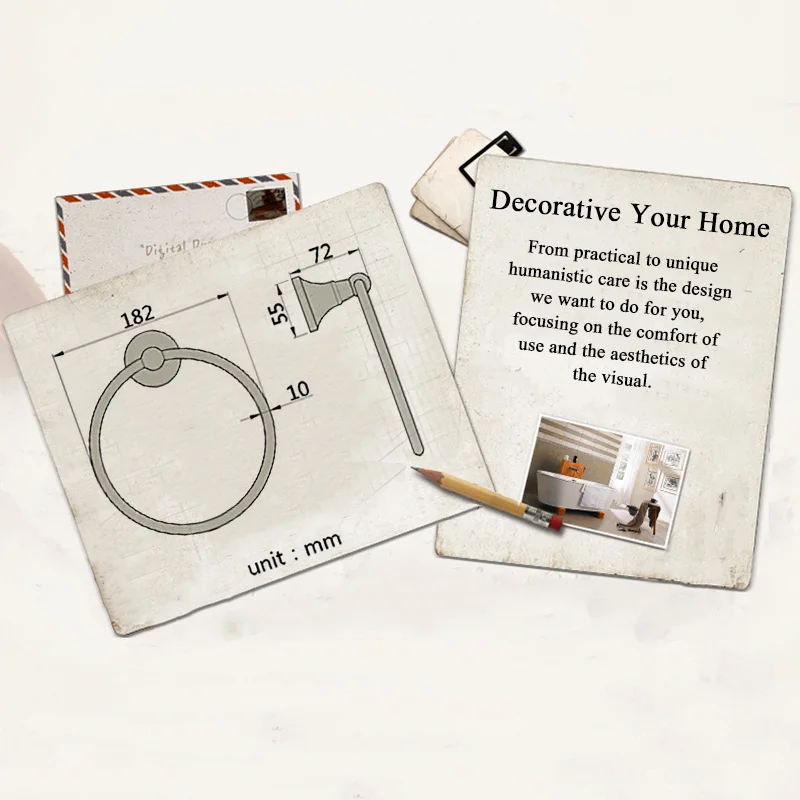 Hand Towel Ring Holder Black White Wall Mounted Bathroom Accessories Antique Bronze Round Hanging Chrome Towel Hanger Ring Gold bathroom towel ring bathroom towel holder