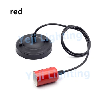 

Multicolor E27 retro lamp holder cord set with 110mm ceiling rose for Restaurant coffee shop decoration Lighting accessories red