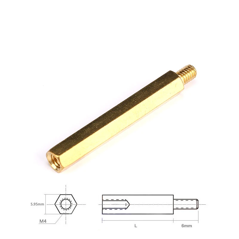 10 шт. M4 Мужской x M4 женский 6 мм длинные шестиугольные латунные стойки для печатной платы прокладки M4*(6-50 мм)+ 6 мм