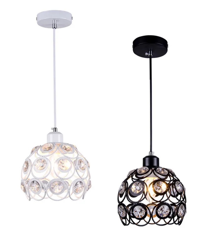 

Modern Crystal Lamps Vintage Loft Industrial Cage Hanging Lighting Hall Entrance Door Hallway Bar Balcony Study Bedroom LED lamp