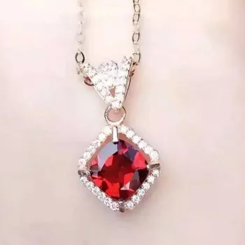 

natural garnet pendants 925 sterling silver natural red gem diamond Pendants fashion fine jewelry gift for women party