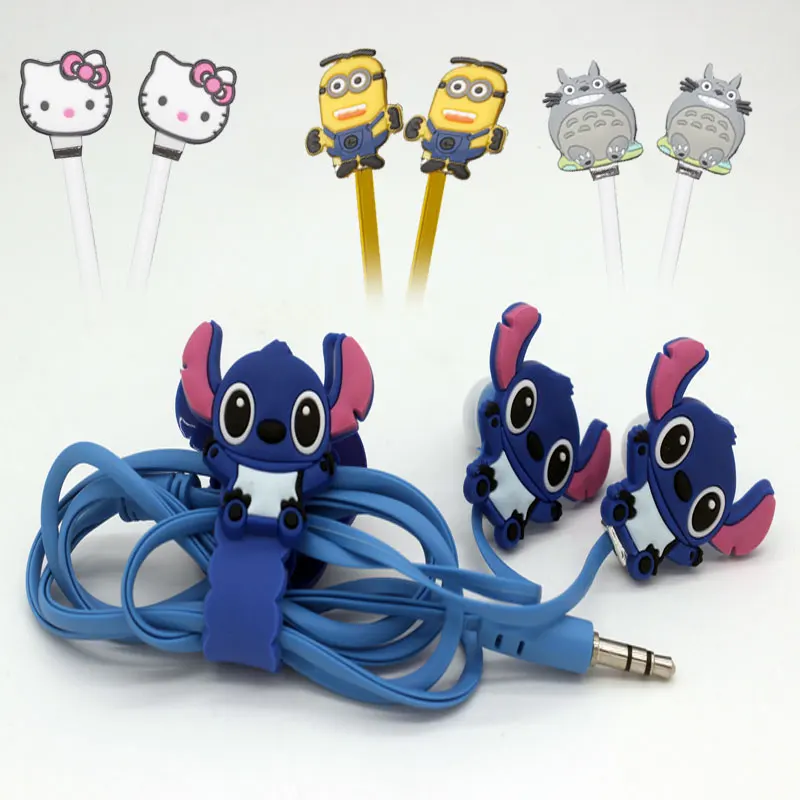 

Cartoon anime Stitch Kitty Milk Daddy Cartoon Headphones earphone with Winder no mic