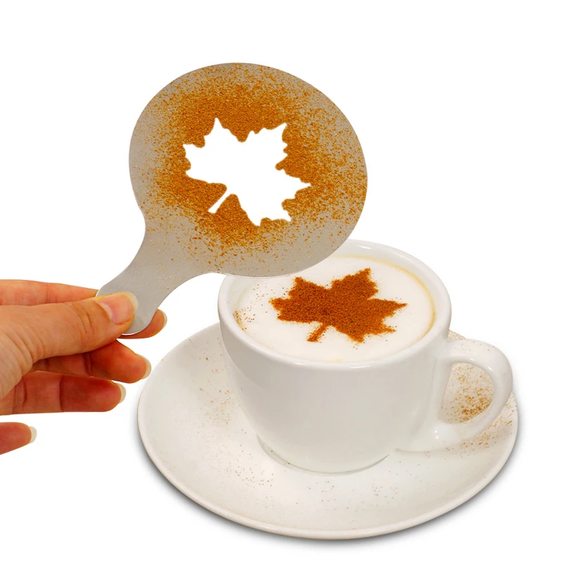 16pcs Coffee stencil set Cappuccino Template Cafe Cocoa Powder Duster