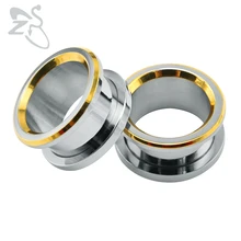 1 пара в стиле панк из нержавеющей стали двойные пробки для тоннелей в ушах на теле измерительные приборы серьги расширители для ушей пирсинг ювелирные изделия