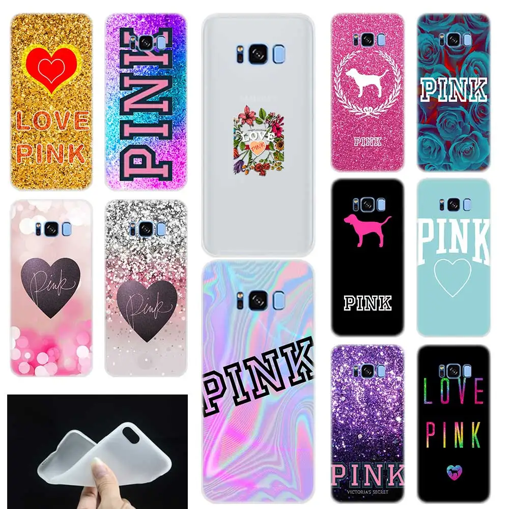 Pink victoria secret background Silicone Phone Back Case Cover For