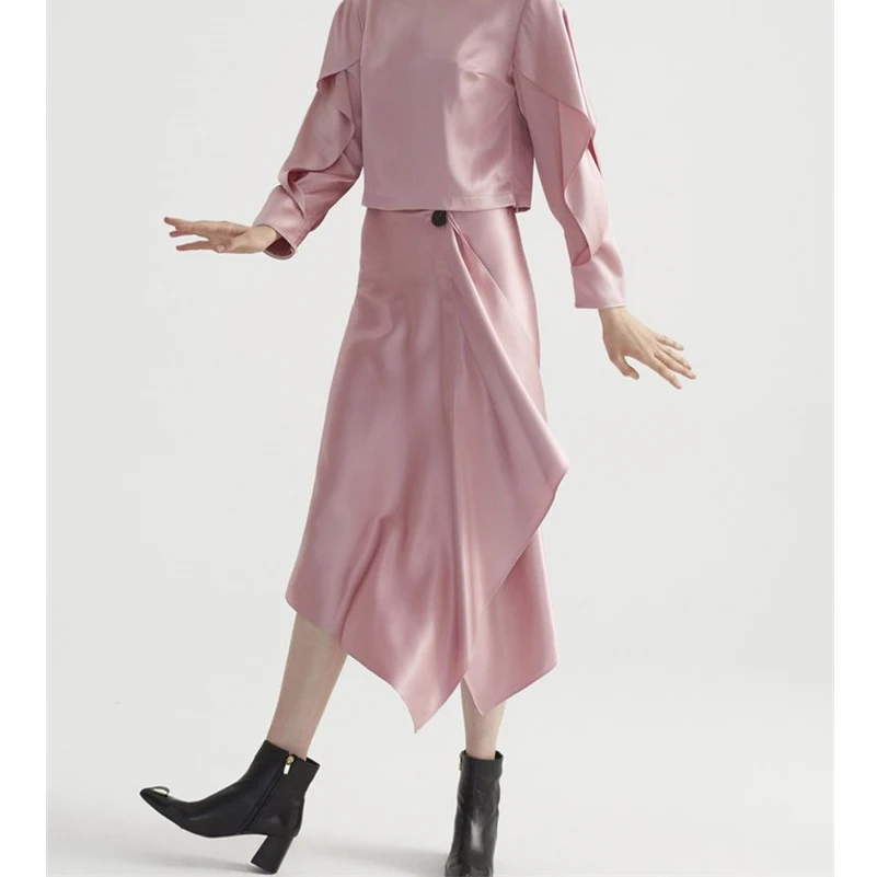

AEL Irregular Ruffle High Waist Wwrap Skirt Butto nWrinkle Female Fashio Maxi Skirt 2019 Summer High Quality Sexy Clothes