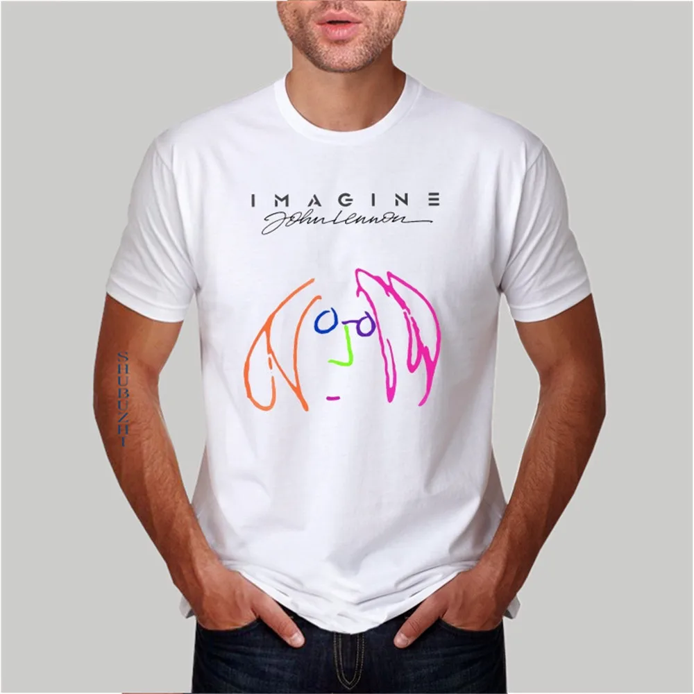 Горячая Распродажа, летняя мода, Мужская Футболка Джон Леннон-Imagine в футболка shubuzhi хлопковая футболка на каждый день с принтом Мужская футболка - Цвет: WHITE