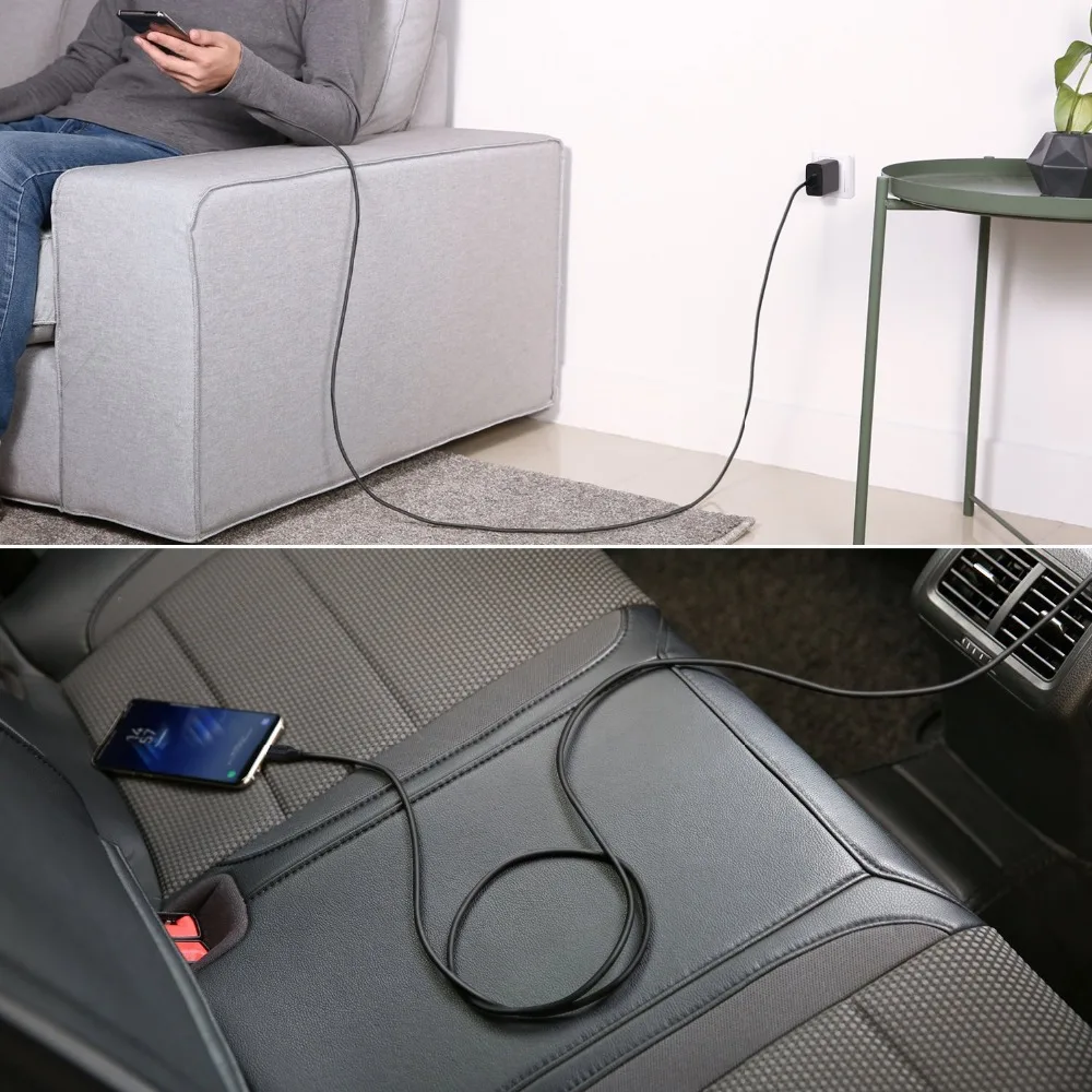 AUKEY USB Type C Cable 1.8m 3A Type-C Fast USB C - USB C Mobile Phone Data Charger Cable For Xiaomi Mi 8 7 Samsung s9 s8 Macbook