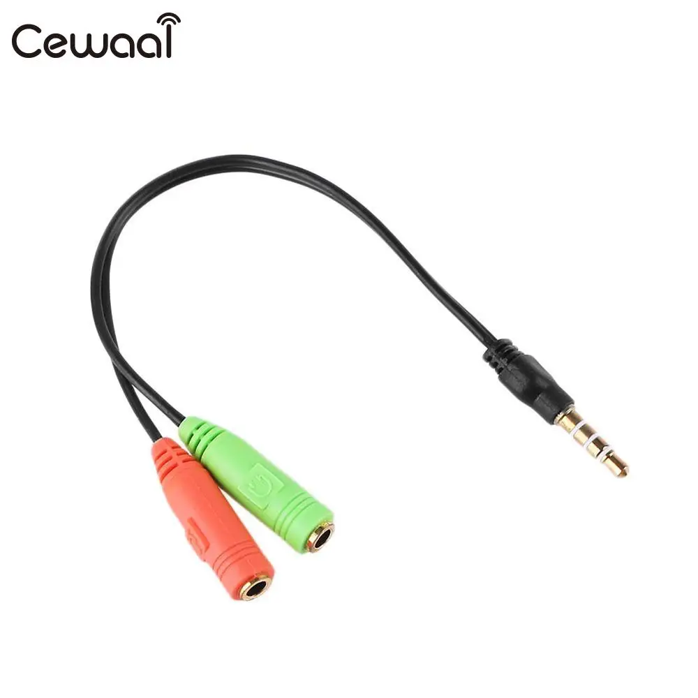 

Cewaal 2 in 1 3.5mm Male to 2 Female Plug Jack Microphone Mic Audio Headphones Y Splitter Cable 13 cm Accessories