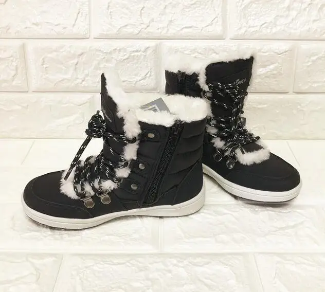Детские зимние ботинки для мальчиков и девочек; зимние ботинки из хлопка; утепленные водонепроницаемые и Нескользящие ботинки