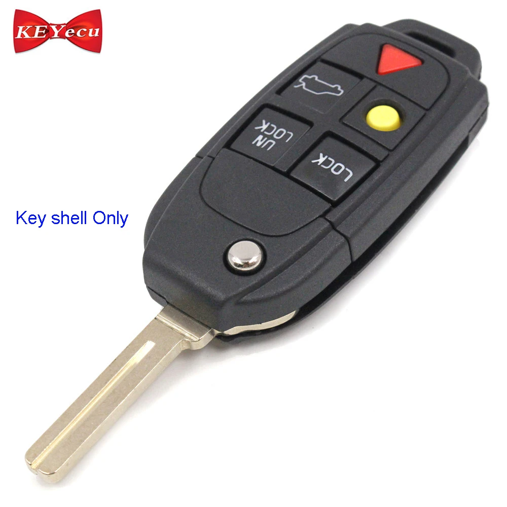 

KEYECU for Volvo S60 S80 V70 XC70 XC90 Remote Car Key Shell Case Fob Housing Cover for LQNP2T-APU