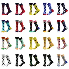SOKKEN Happy socks couple combed cotton stocks Colourful dot pattern hip hop the best gift style funny tidal current 2pairs cow pattern socks 2pairs