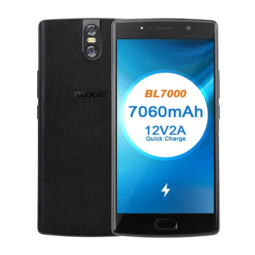 DOOGEE BL7000 7060 мАч 12V2A Быстрая зарядка 5,5 ''FHD MTK6750T Восьмиядерный 4 Гб ОЗУ 64 Гб ПЗУ смартфон Двойная камера 13,0 МП Android 7,0 - Цвет: Black