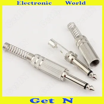 

20pcs Enthusiat 2-Pole/Pin 6.5 Full-Copper Weld-On Male Connector Plug 6.35 Mono Track Audio Connector 6.35/6.5 Plug