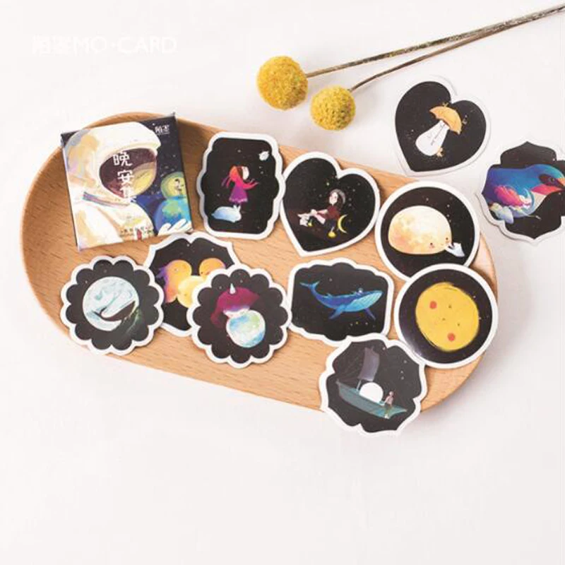 

Good Night Series Stationery Stickers Cute Cartoon DIY Scrapbooking Diary Notebook Creative Hand Painted Sticker 45 Pcs/Box