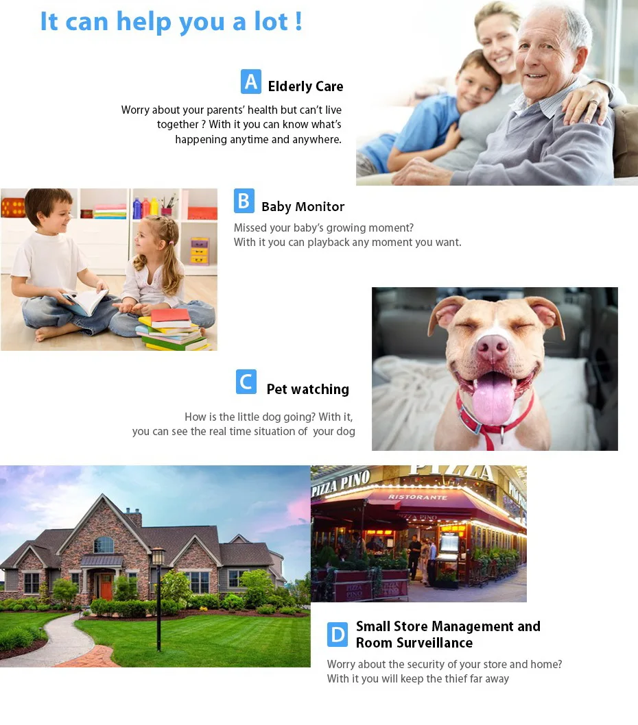2MP 1080P  Pet Baby Monitor Android IOS 6