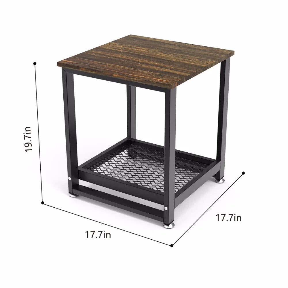 Dewel торцевой стол для гостиной, винтажный Диванный столик с полкой для хранения, ночная подставка для спальни 17,7 дюйма, Dx19.68 дюйма