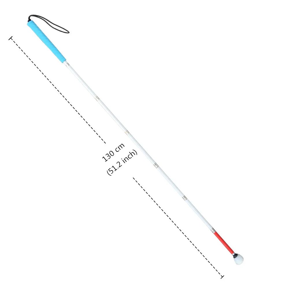 125 см-155 см, 7-секционный Алюминий слепых трость, отражающий белый и красный, складной трость для слепых, синяя ручка - Цвет: 130cm (51.2 inch)