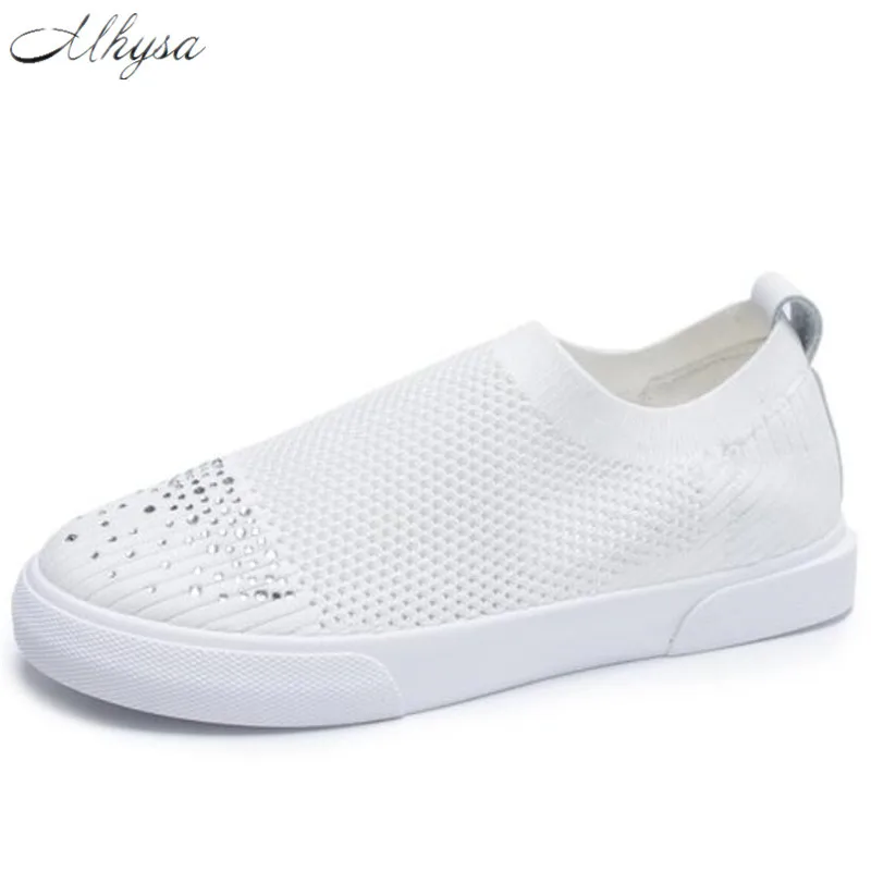 

Mhysa 2019 new women spring casual shoes fashion women shiny crystal mesh comfortable breathable vulcanized shoes sneakers T968