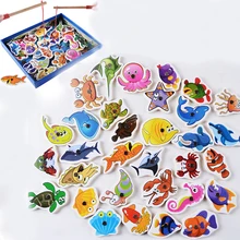 Деревянные рыболовные игрушки, магнитный Набор, рыбная игра, для детей, раннего развития интеллекта, игрушки для отдыха на открытом воздухе, детские игрушки, подарки для детей