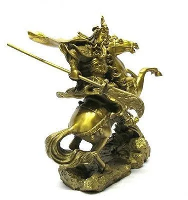 Китайский латунь Дракон воин Гуань Гун/Yu на Статуэтка «Лошадь» " H золотые медные инструменты Свадебные украшения латунь
