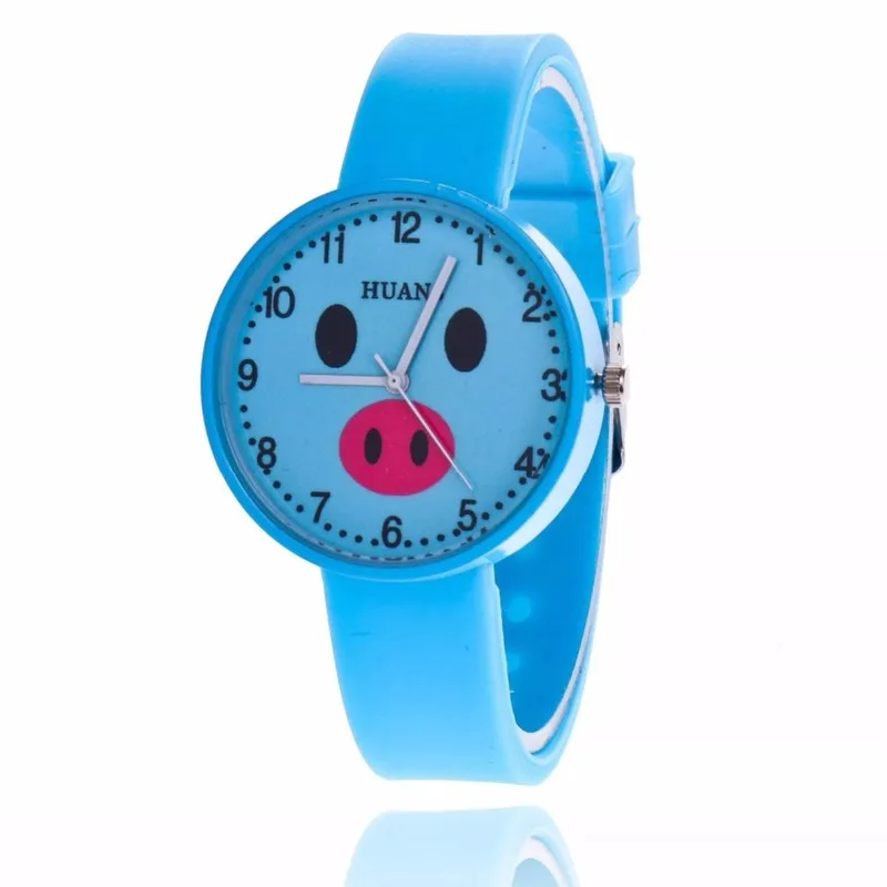 A new jelly children's watch cartoon cute little girl piggy student couple tiny fresh quartz watch цена и фото