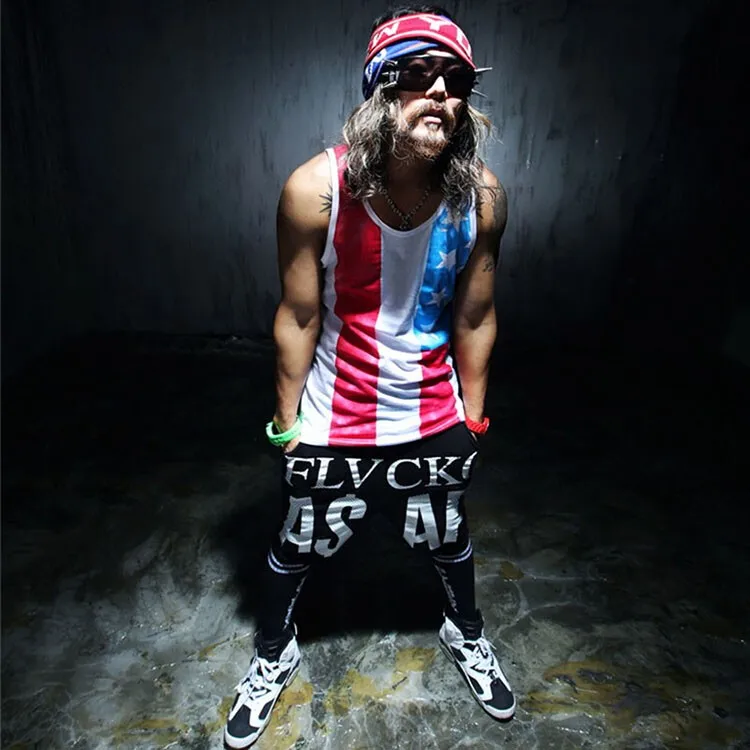 Tank Tops Men 2016 Cool Gym Shark Tshirt Casual Singlet National flag Vest Striped Slim Fit Gym Sport Sleeveless Hip Hop Clothes (2)