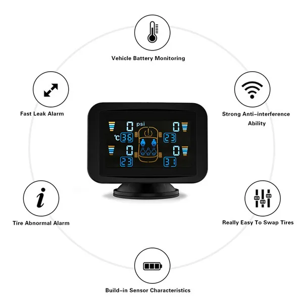 CARCHET система контроля давления в шинах, система TPMS, набор внешних датчиков, ЖК-дисплей, автомобильный детектор