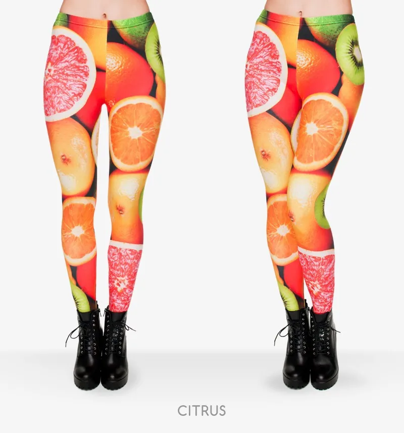 Забавные леггинсы с изображением фруктов классические Джокер длинные узкие штаны Новые полиэстер 3D цитрусовые печатные женские леггинсы для девочек
