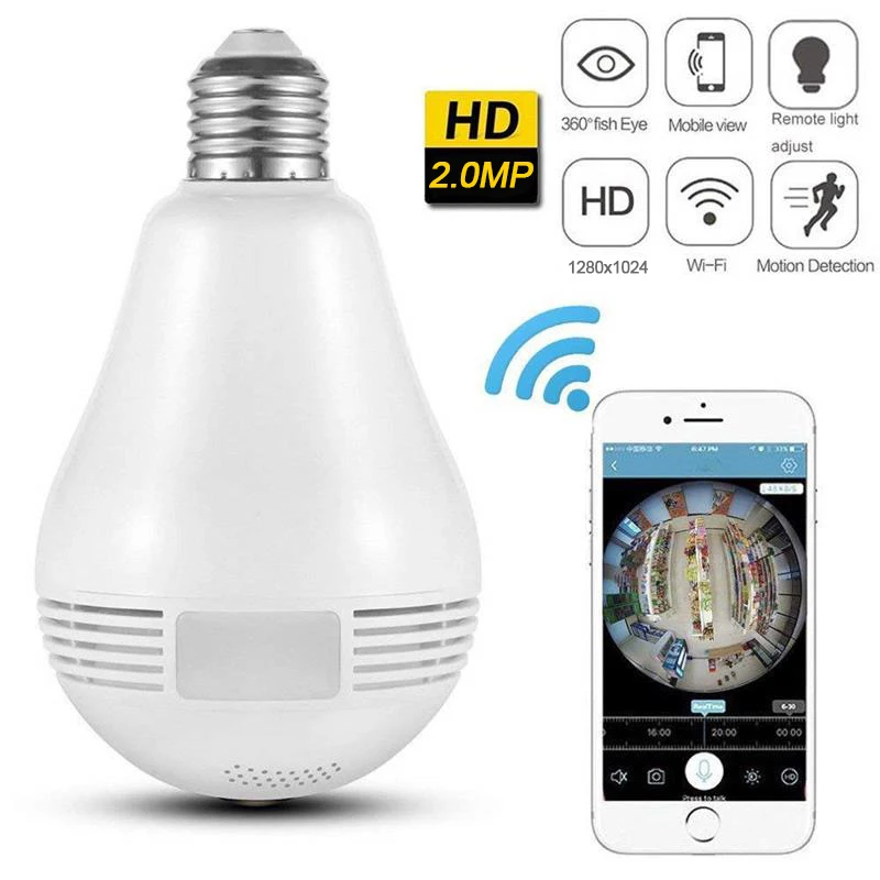

IP Camera 360 degree 1080P Two-way Audio Home Surveillance Security Wireless IP Wifi Camera wifi light bulb camera